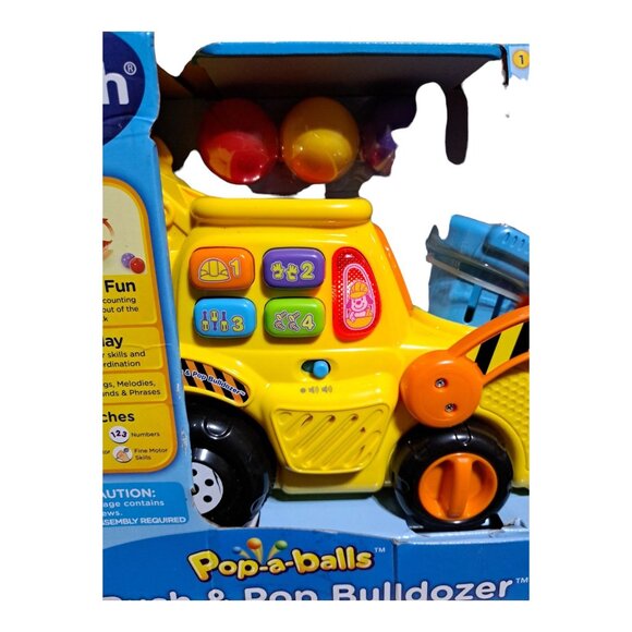 VTech Pop-a-Balls Push Pop Bulldozer Interactive Learning Toy Toddlers Builder - Picture 9 of 15